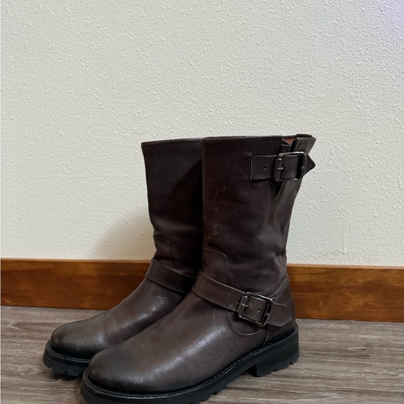 Frye Shoes - Frye Brown Ankle Boots with Buckle Detail